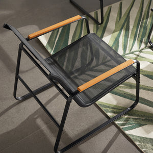 Salon de jardin 4 places en toile de polyester noir Aurora fauteuil vue de dessus