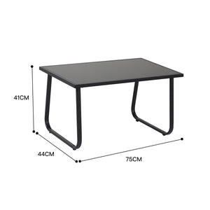 Salon de jardin 4 places en toile de polyester noir Aurora dimensions table basse