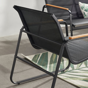 Salon de jardin 4 places en toile de polyester noir Aurora zoom dos fauteuil