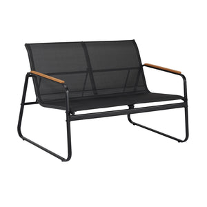 Salon de jardin 4 places en toile de polyester noir Aurora packshot canapé 2 places