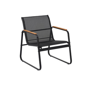 Salon de jardin 4 places en toile de polyester noir Aurora packshot fauteuil