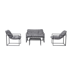 Salon de jardin 4 places contemporain noir et gris Rabat packshot