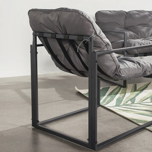 Salon de jardin 4 places contemporain noir et gris Rabat assise confortable et souple