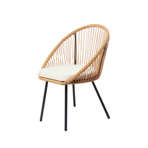 Salon de jardin 4 places esprit rotin naturel et coussins beiges Ravello packshot fauteuil