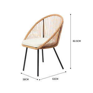 Salon de jardin 4 places esprit rotin naturel et coussins beiges Ravello dimensions fauteuil