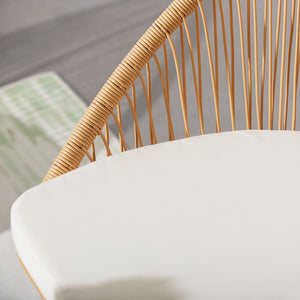  Salon de jardin 4 places esprit rotin naturel et coussins beiges Ravello assise zoom