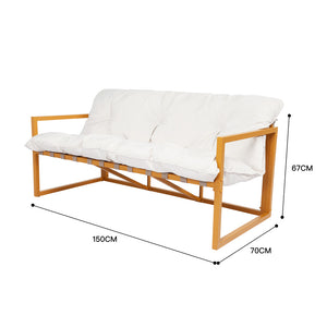 Salon de jardin 5 places contemporain brun et beige Rabat dimensions canapé 3 places