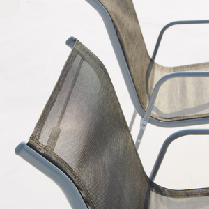 Salon de jardin aluminium gris Lusiana 6 places zoom chaise en aluminium et textilène