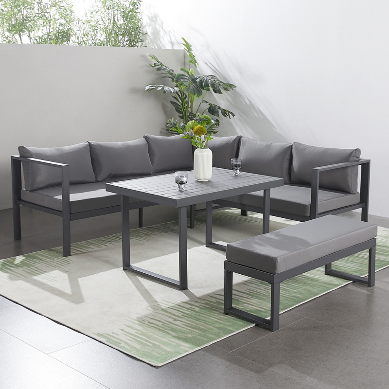 Salon de jardin 6 places gris Marbella photo d'ambiance