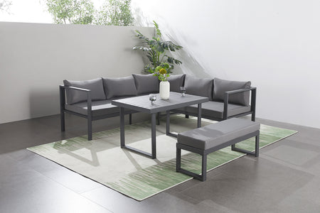 Salon de jardin 6 places gris Marbella photo d'ambiance