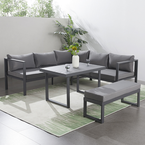 Salon de jardin 6 places gris Marbella photo d'ambiance