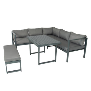 Salon de jardin 6 places gris Marbella sur fond blanc