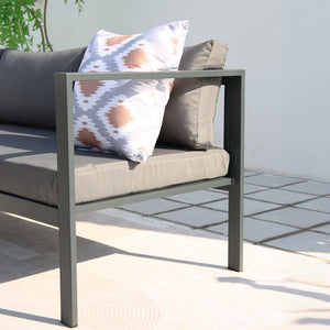 Salon de jardin 6 places gris Marbella avec coussins confortables et déhoussables