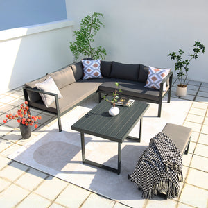 Salon de jardin 6 places gris Marbella idéal pour les beaux jours