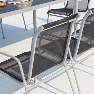 Salon de jardin aluminium gris Lusiana zoom chaise