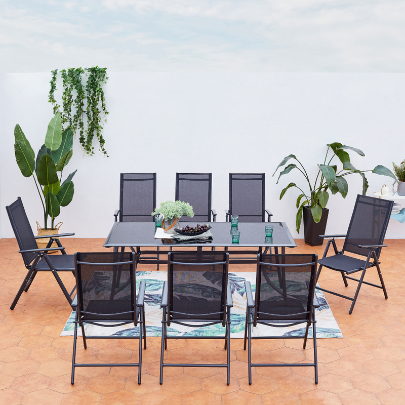 Salon de jardin en aluminium de 8 places Rimini face