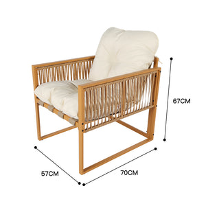 Salon de jardin 8 places effet rotin marron et blanc Turini dimensions du fauteuil