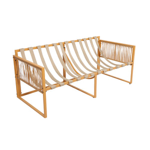 Salon de jardin 8 places effet rotin marron et blanc Turini packshot structure du canapé 3 places