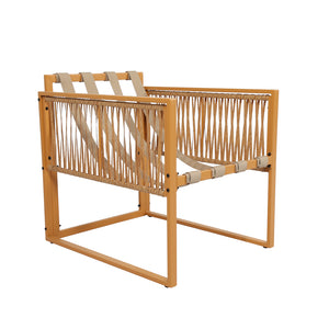 Salon de jardin 8 places effet rotin marron et blanc Turini packshot structure du fauteuil