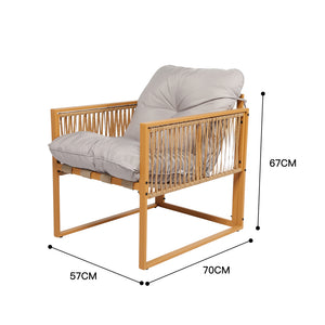 Salon de jardin 8 places effet rotin marron et gris clair Turini dimensions fauteuil