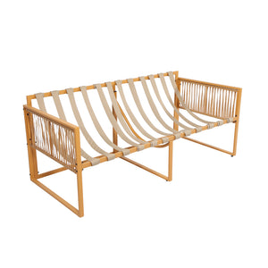 Salon de jardin 8 places effet rotin marron et gris clair Turini packshot structure du canapé 3 places