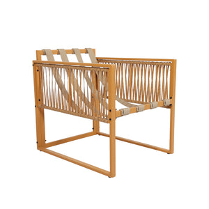 Salon de jardin 8 places effet rotin marron et gris clair Turini packshot structure du fauteuil
