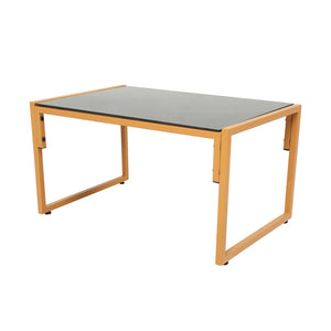 Salon de jardin 8 places effet rotin marron et gris clair Turini packshot table basse