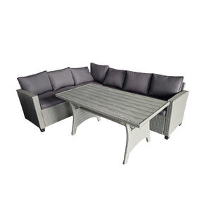 Salon de jardin d'angle 6 places en résine tressée grise avec table Tahaa packshot