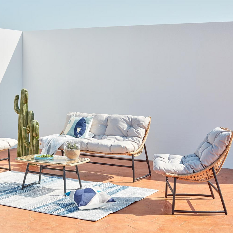 salon de jardin moderne en rotin Naturel Guahana