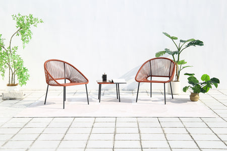 Salon de jardin filaire 2 places Acapulco terracotta ambiance