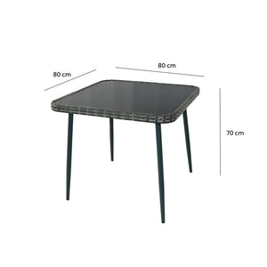 Salon de jardin 9 places en résine tressée gris Baracoa dimensions table