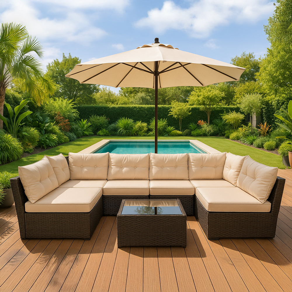 salon de jardin modulable 6 places marron et beige nacula ambiance concept usine