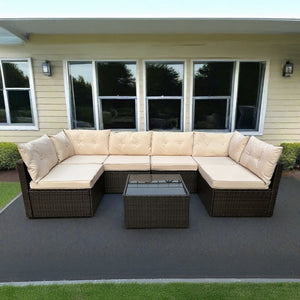 salon de jardin modulable 6 places marron et beige nacula lifestyle concept usine