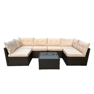 salon de jardin modulable 6 places marron et beige nacula packshot concept usine