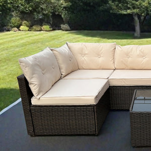 salon de jardin modulable 6 places marron et beige nacula zoom côté concept usine