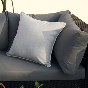 Salon de jardin modulable panoramique 8 places en résine tressée Salento noir et gris coussins garnissage en coton 1800g