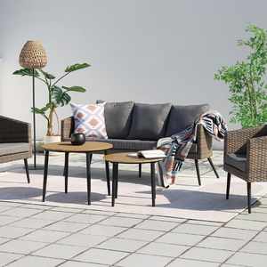 salon de jardin en résine tressée pour balcon de 5 places Tibouta