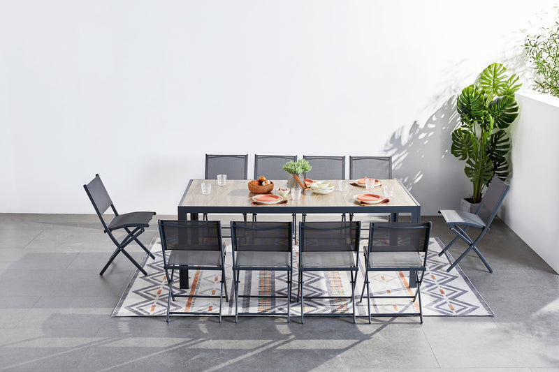 salon de jardin repas 10 places en aluminium lagos