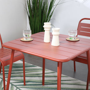 Salon de jardin repas 4 places terracotta Bergame table aux bords arrondis