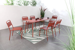 Table salon de jardin repas 6 places 160x70cm terracotta Bergame photo d'ambiance