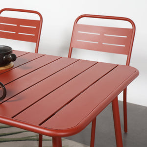 Table salon de jardin repas 6 places 160x70cm terracotta Bergame bords arrondis
