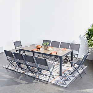 Ensemble table et chaises de jardin en aluminium et céramique