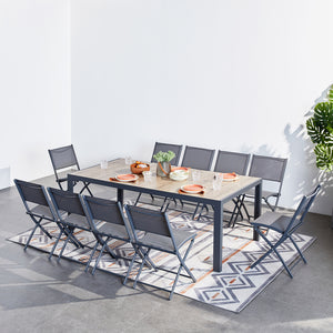 salon de jardin repas 10 places en aluminium