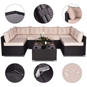 salon de jardin rotin beige et noir nacula fond blanc détails concept usine