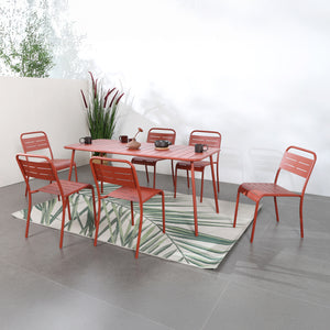 Salon de jardin repas 6 places terracotta Bergame ensemble complet