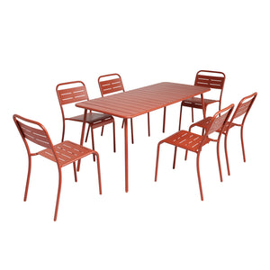 Salon de jardin repas 6 places terracotta Bergame packshot