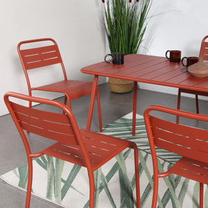 Salon de jardin repas 6 places terracotta Bergame assortiment table et chaises