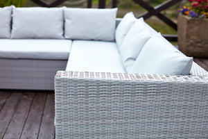 salon de jardin encastrable en résine tressée pour 10 personnes Gris clair zoom 3