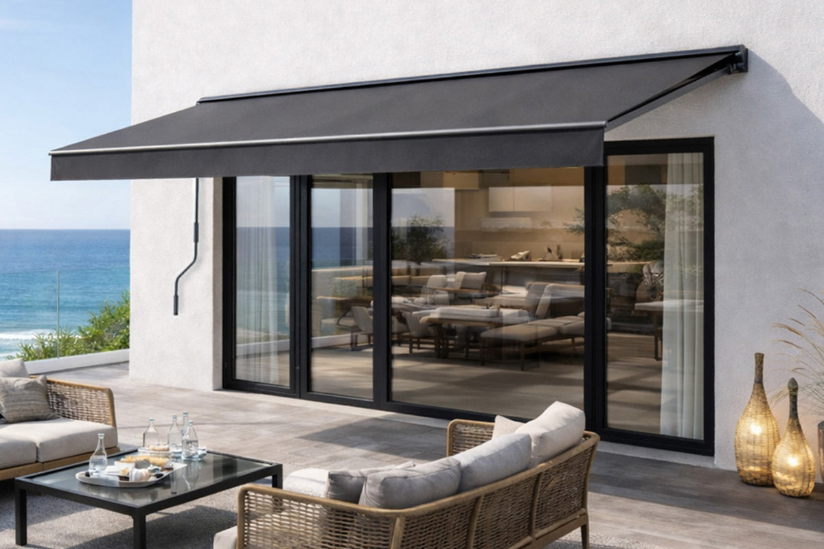 Store banne manuel 3,95x2,5m gris