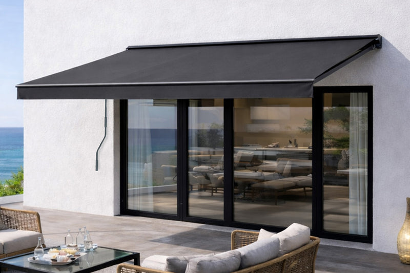 Store banne manuel 3,95 x 3m toile gris